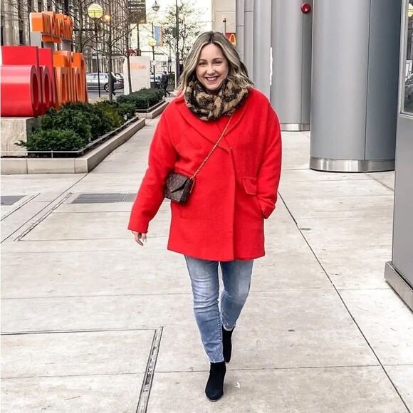 TRINA TURK Ruby Wool Alpaca Blend Red Teddy Coat - Picture 13 of 13